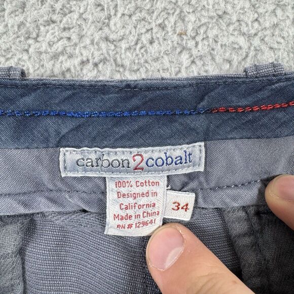 Carbon 2 Cobalt Pants Men's 34x31 Blue Cotton Flat Front Straight Leg - Picture 4 of 11